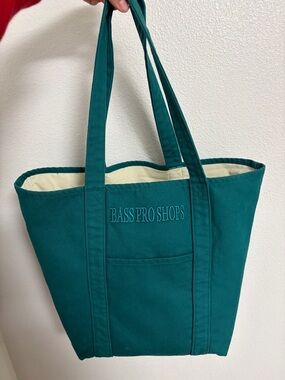 Bass Pro Shops Teal Canvas Tote with Cream Lining
